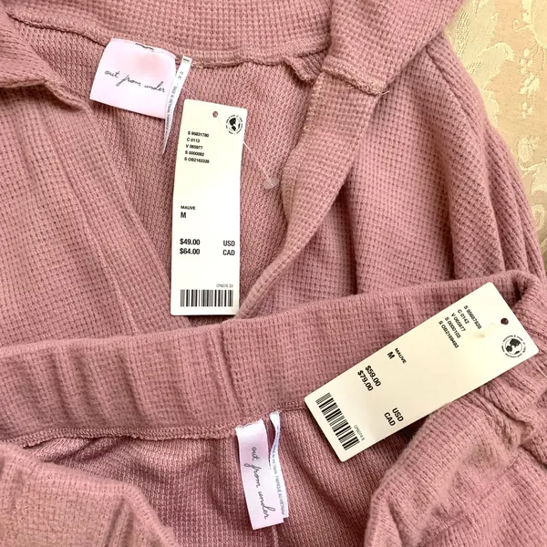 Urban Outfitters Out From Under Cosima Collared Top & Kick Flare Pant SET Mauve - Image 13