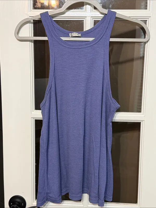 FREE PEOPLE Long Beach Ribbed Lilac Tank Top Size S Boho - Image 3