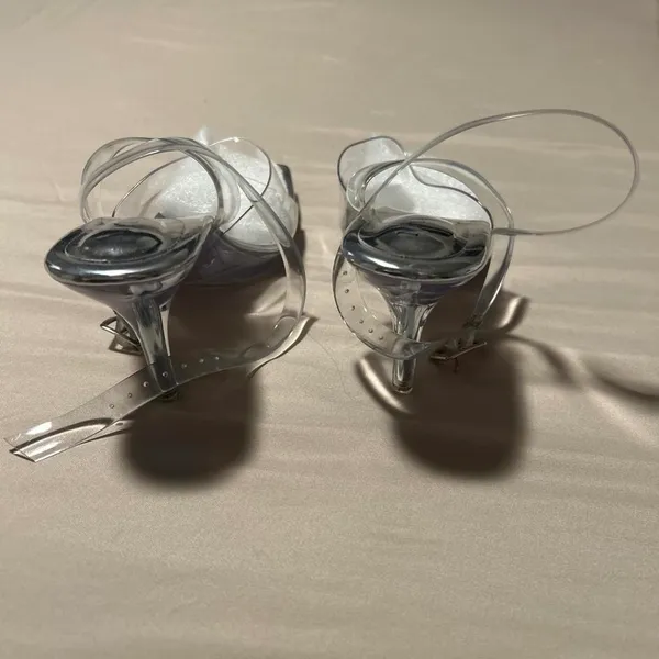 Silver and clear 3 inch heels with square toe and open back Size 8 - Image 2