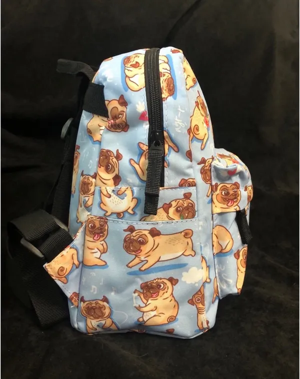 Pug Backpack Purse and Makeup Bag Blue - Image 4