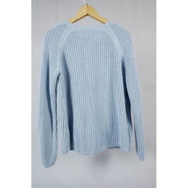 H&M Women's Sweater Light Blue Pullover Long Sleeve Chunky/Open Knit Size Medium - Image 2