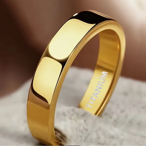 Women’s Luxury Collection 18k Gold Plated 4mm Polished Finish Band Size 6 - Image 2