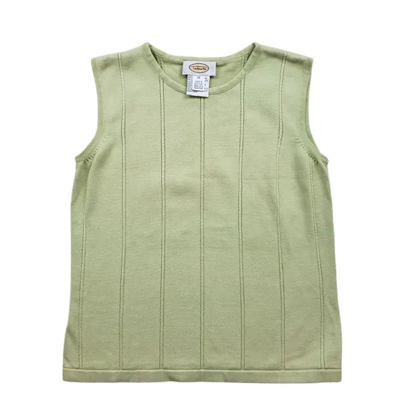 Vintage Talbots Tank Top Womens XS Green Ribbed Cable Knit - Image 2