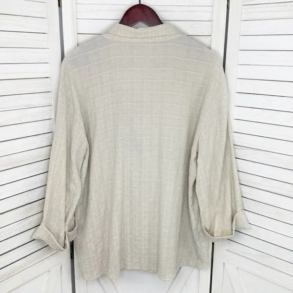 Zara Crinkled Look Slouchy‎ Blazer Tan Medium Linen Blend Double Breasted - Image 9