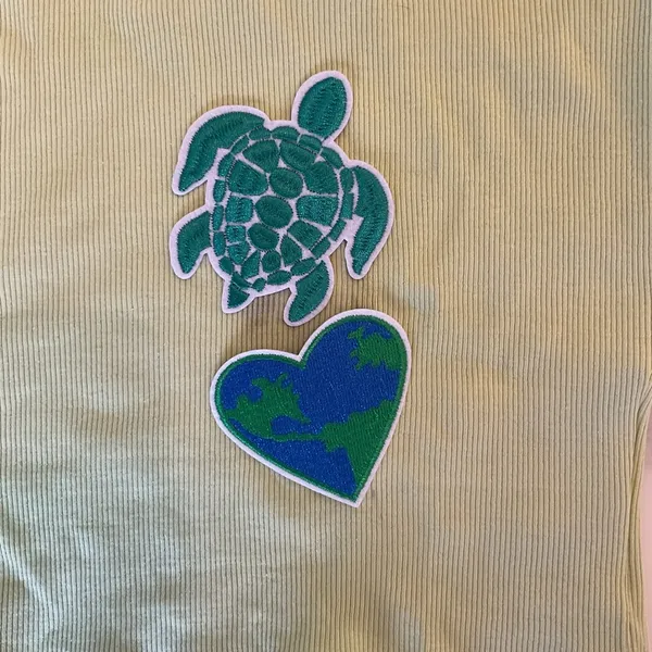 NWT! Madewell Supima® Rib Halter‎ Tank Top Lt Green Sz M - Damaged with Patches - Image 16
