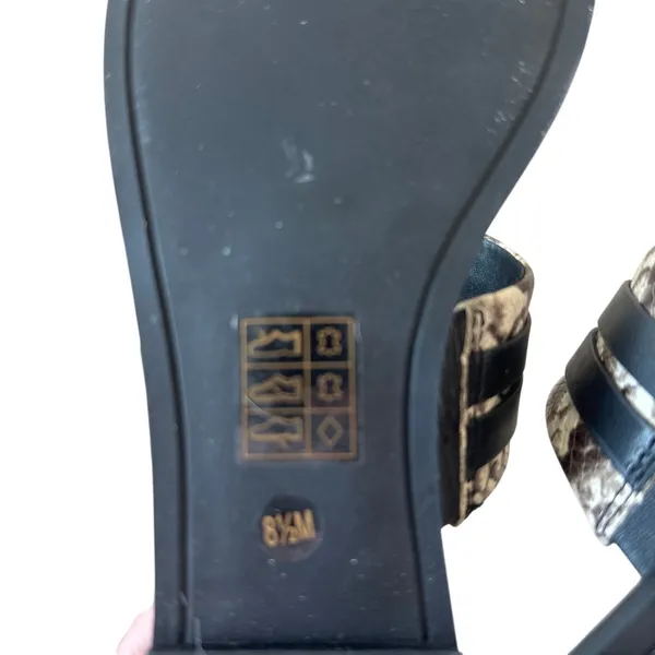 Tory Burch Leigh Thong Sandals 8.5‎ Roccia Snakeskin Black Logo - Image 11