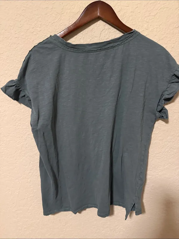 Pilcro Short-Sleeve V-Neck Tee in Deep Teal - Image 3