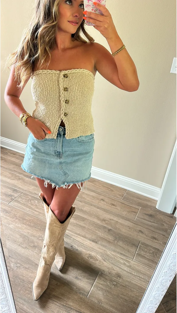 Strapless Top Tan Size M - Image 3
