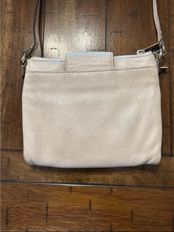 MICHAEL Michael Kors Cream Leather MK Logo Crossbody - Image 3