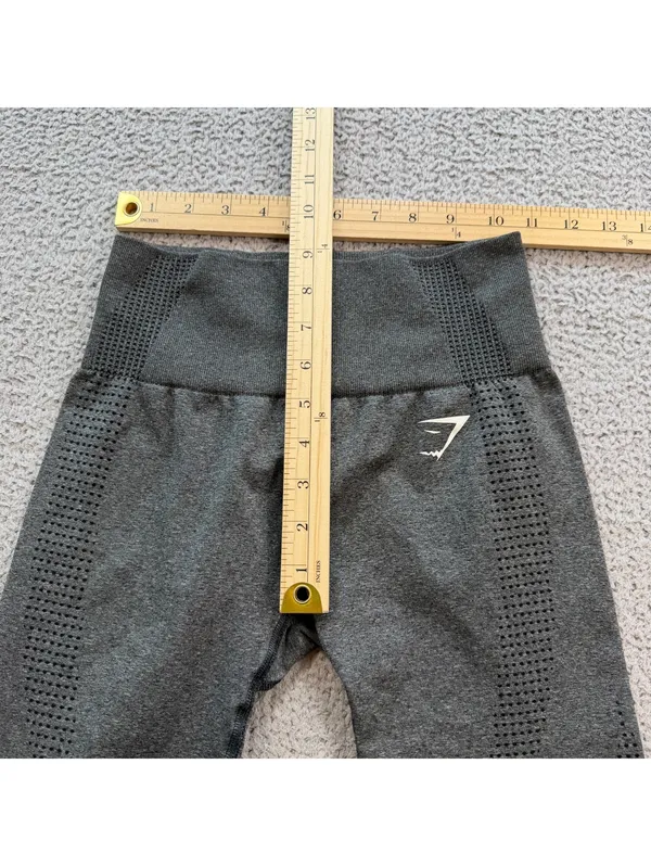 Gymshark Mesh Panel High-Waist Leggings Gray Nylon Elastane S Athletic Gym - Image 3