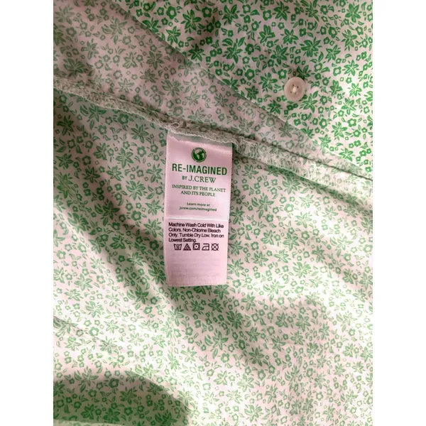 J.Crew Re-Imagined Green White Floral Ditsy Button Down Shirt BF817 Small - Image 7
