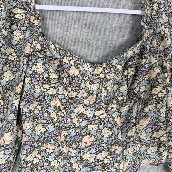 ASTR The Label Size-M Crop Top Brown Peach Floral Smocked Corset - Image 12
