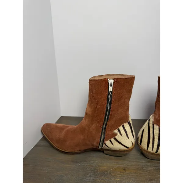Free People Last Outlaw Calf Hair Ankle Boots Zebra Western 37 / US 6.5‎ Boho - Image 6