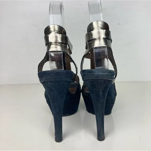 MARNI Blue/Silver Strappy Platform Heels Stiletto Sandals - Size 6.5 - Image 13