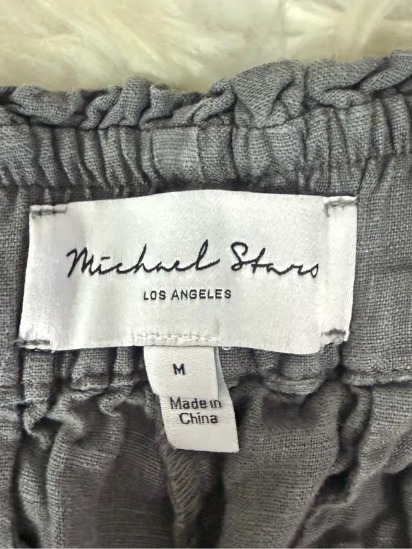Michael Stars 100% Linen Wide Leg Pull-On Pants Gray Size M - Image 4