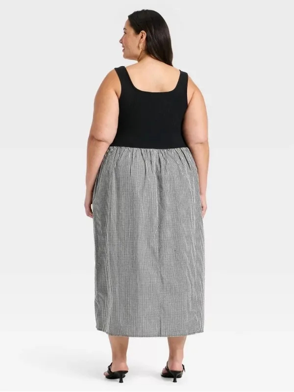 a new day Black Tank with Black-and-White Gingham Midi dress, size XL pinups - Image 2