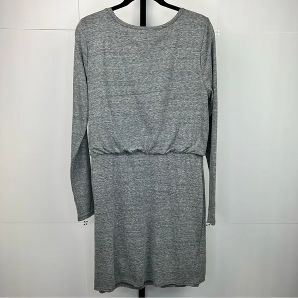 Leith Nordstrom Dress Womens XL Gray Blouson Ruched Tulip Hem Long Sleeve Knit - Image 3