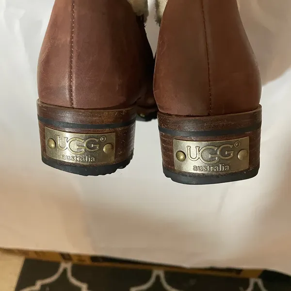 UGG Cream and Brown Heeled Boots vintage Australia Ugg women tall boots - Image 3