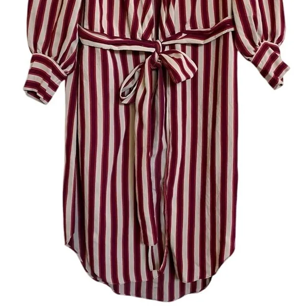 Zara Woman Burgundy Cream Striped Longline Wrap‎ Tunic Top XS - Image 8