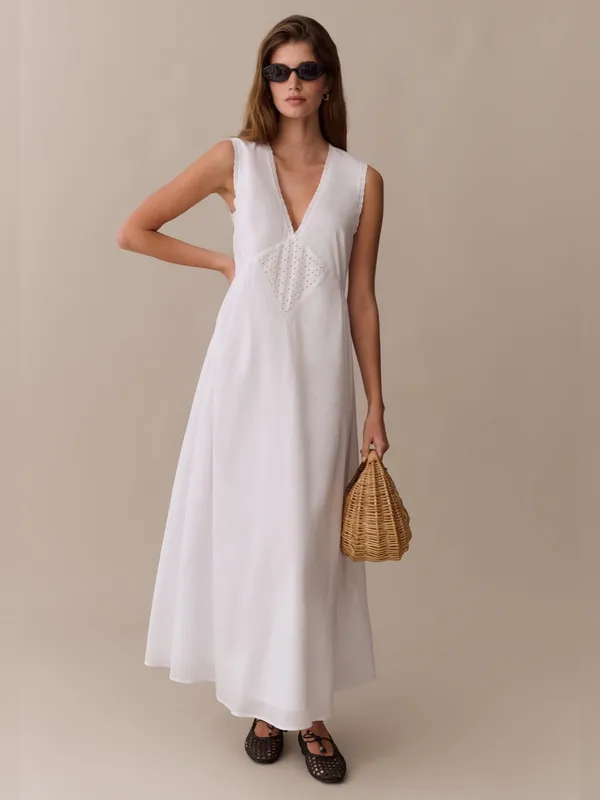 NWT Few Moda Sonnet Maxi Dress size Medium M cotton white Kourt - Image 5