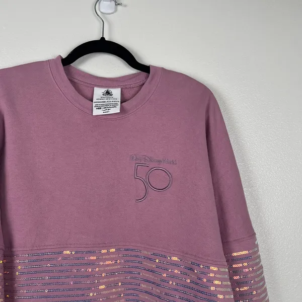 Disney Womens 50th Anniversary Spirit Jersey Purple Sequin Sz M - Image 3