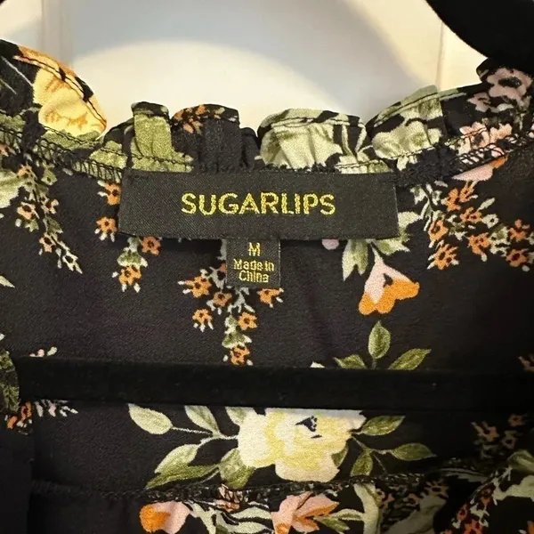 Sugarlips Night Bloom Wilhem Ruffle Blouse - Black Multi - Image 5