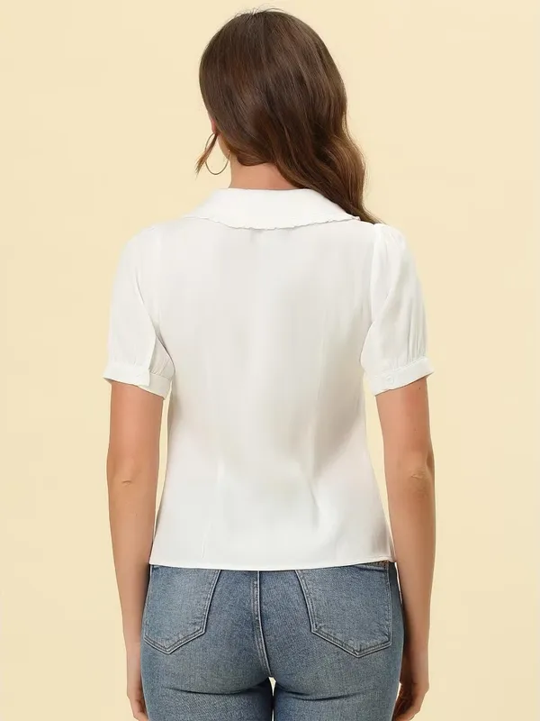 Allegra K Peter Pan collar blouse. Size M. White Size M - Image 3