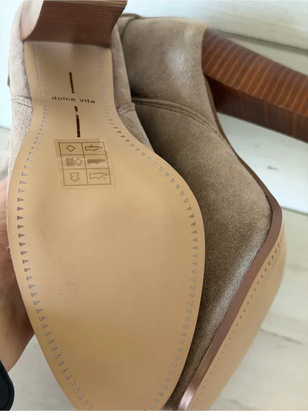 Dolce Vita Marenn Midi Bootie Women's Size 9 Beige Greige Suede NEW - Image 9