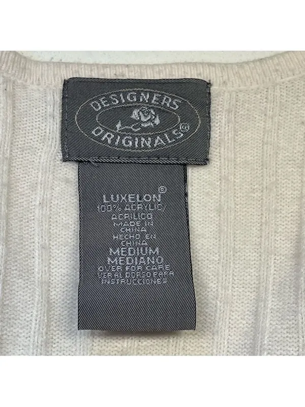 Designers ORIGINALS - cable knit front button cardigan ivory Sz M - Image 8