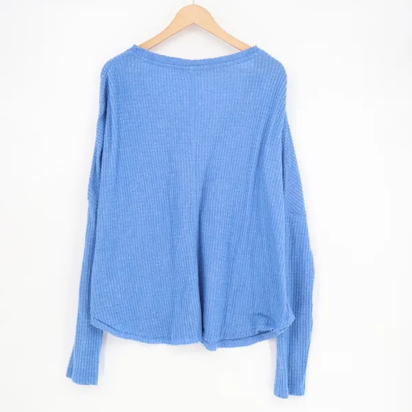 Out From Under Cardigan Sweater Womens L Blue Stretch Waffle Knit Drop Shoulder - Image 5