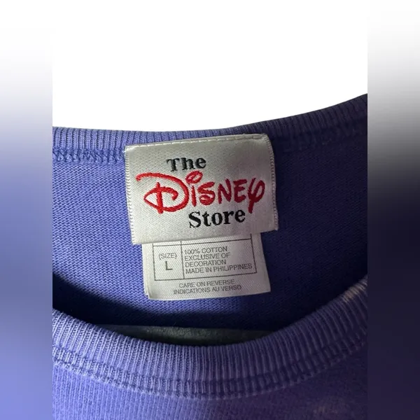 Vintage Disney Store Purple Long Sleeve T-Shirt Mittens Embroidery Womens Size L - Image 7