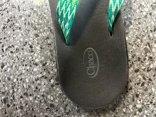 Chaco Black Sandals with Green Patterned Straps - Image 5