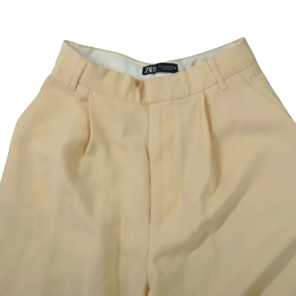 Zara Size 26 Cream High Waisted Wide Leg Pleated Trousers‎ Contemporary Chic - Image 4