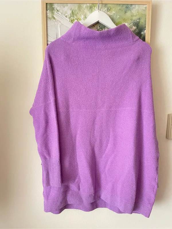 Free People Ottoman Slouchy Tunic Sweater Purple Small in Violet Lilac - Image 7