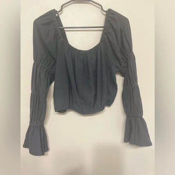 Free People Black Gauze Crop Top Size S‎ - Image 2