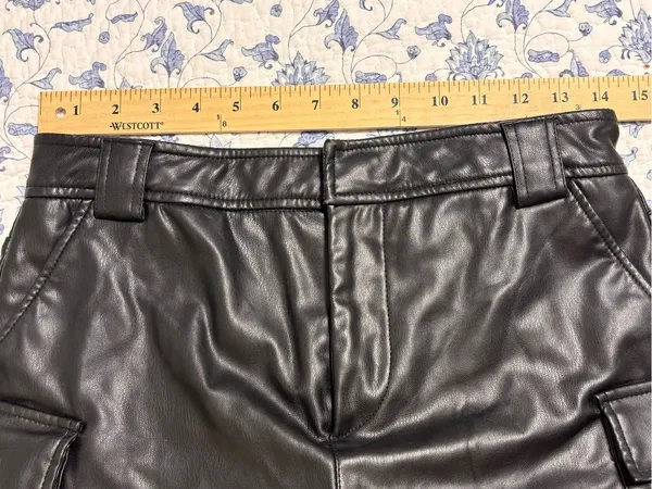 Zara Size S Black Pleather (faux leather) mini cargo skort - Image 3