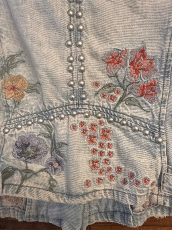 BLANK NYC Floral Embroidered Denim Moto Jacket‎ - Image 8