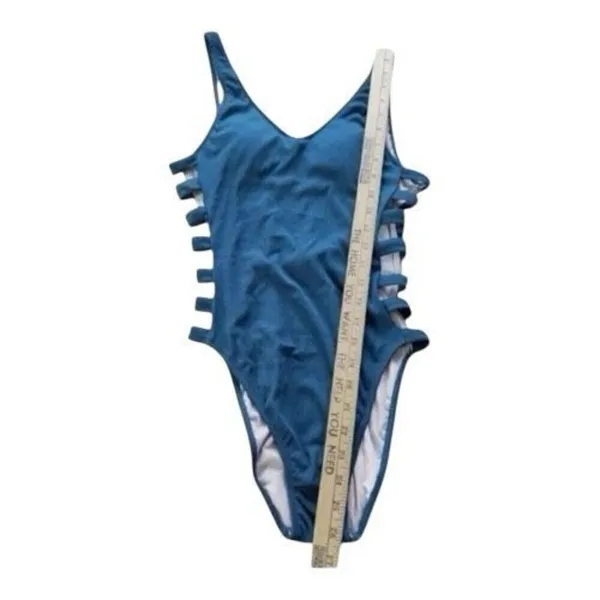 SHADE & SHORE Green Ribbed Strappy One Piece Size Small Swimsuit Medium Coverage - Image 5