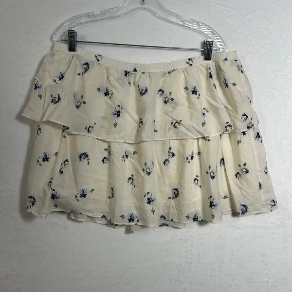 Universal‎ Thread Cream Floral Tiered Ruffle Mini Skirt XL Cotton Blend - Image 2