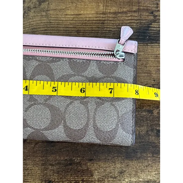 Coach Soft Wallet OS Pink Signature Canvas Leather Slim Envelope F57319 - Image 7