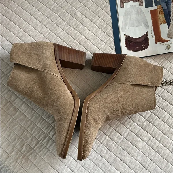 Anthropologie Dolce Vita tan suede leather western pointed toe block heeled booties 11 - Image 7