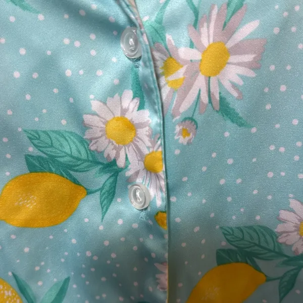 Flora by Flora Nikrooz Womens Citrus Satin Notch Collar PJ Set size Large 12/14 - Image 5