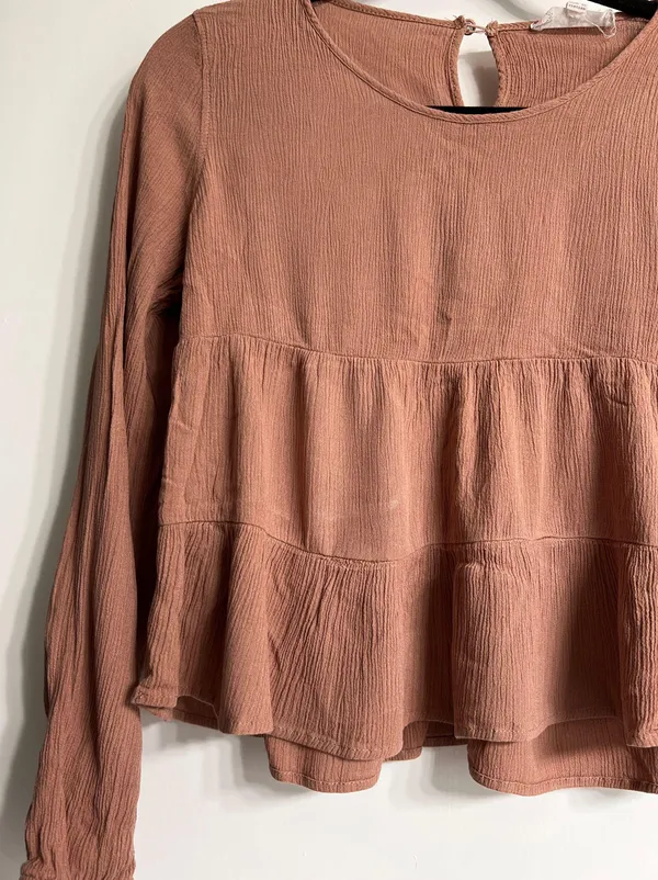 Hippie Rose Mauve Ruffle Babydoll Top - Image 2
