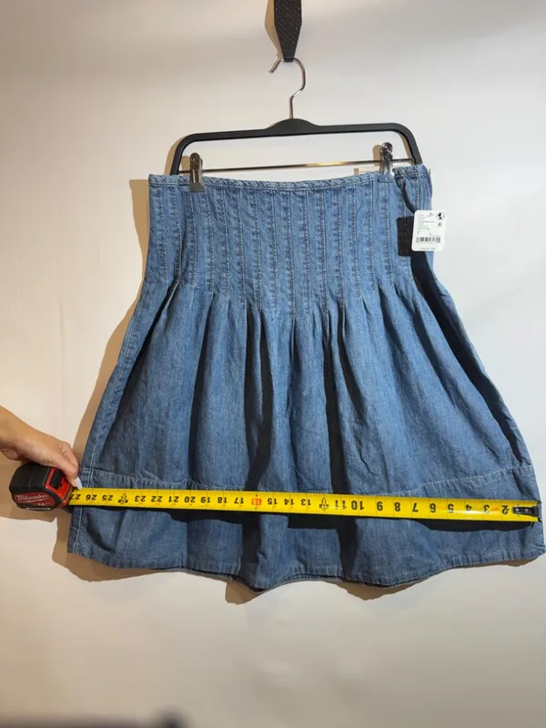 NWT Free People We The Free Peyton Pintuck Denim Midi Skirt Size 6 - Image 5