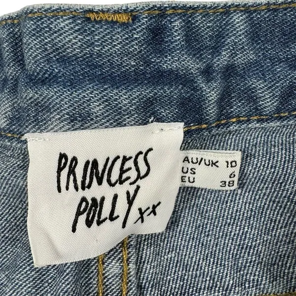 Princess Polly Women's Size 6 High Waisted‎ Mom Jeans Two-Tone Denim Punk Rock - Image 3