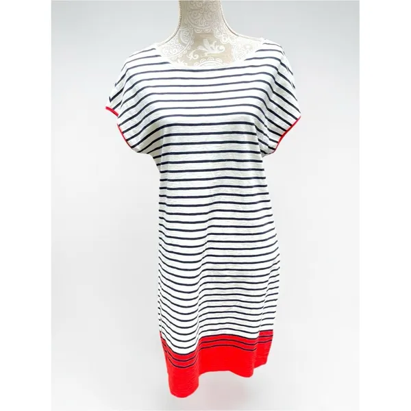 Boden Paulina Jersey Midi Dress US 8R Striped Cotton Coastal Preppy Breton - Image 2