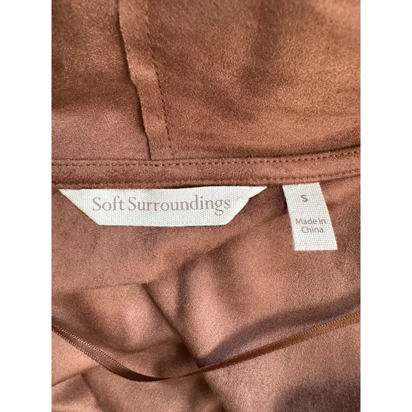 Soft Surroundings Chocolate Brown Faux Suede Lightweight Open Front Jacket - Image 6