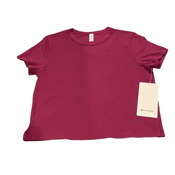 Lululemon 2 Classic Fit Cotton Blend T-Shirt Magenta‎ Purple Boxy Basic New - Image 2