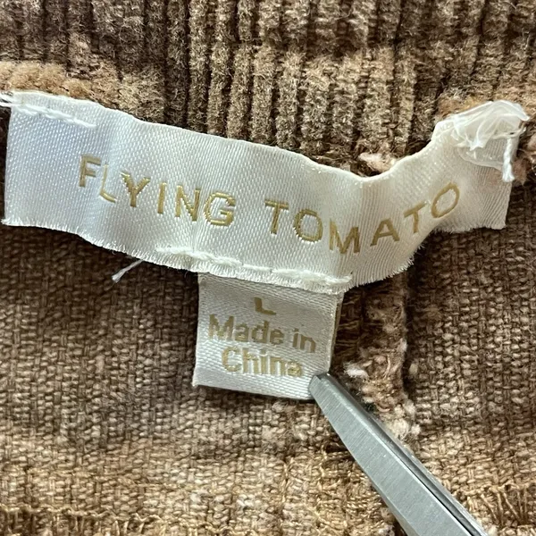 Flying Tomato‎ Womens L Pants Corduroy Jeans Tan Brown Ultra Wide Leg Boho - Image 5