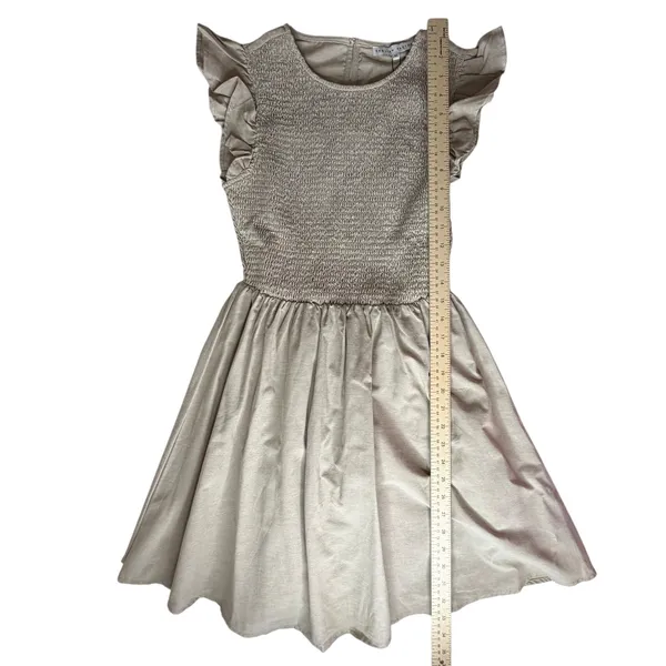 NWT English Factory Smocked Ruffle Sleeve Dress Sz XS Beige Fit‎ & Flare Neutral - Image 8